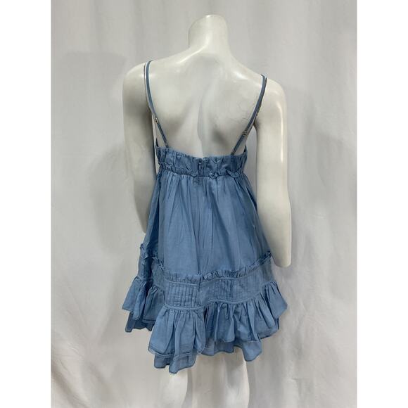 Aje 'Talia' Blue Cotton Flounce Mini Dress Size 8 - Picture 3 of 5
